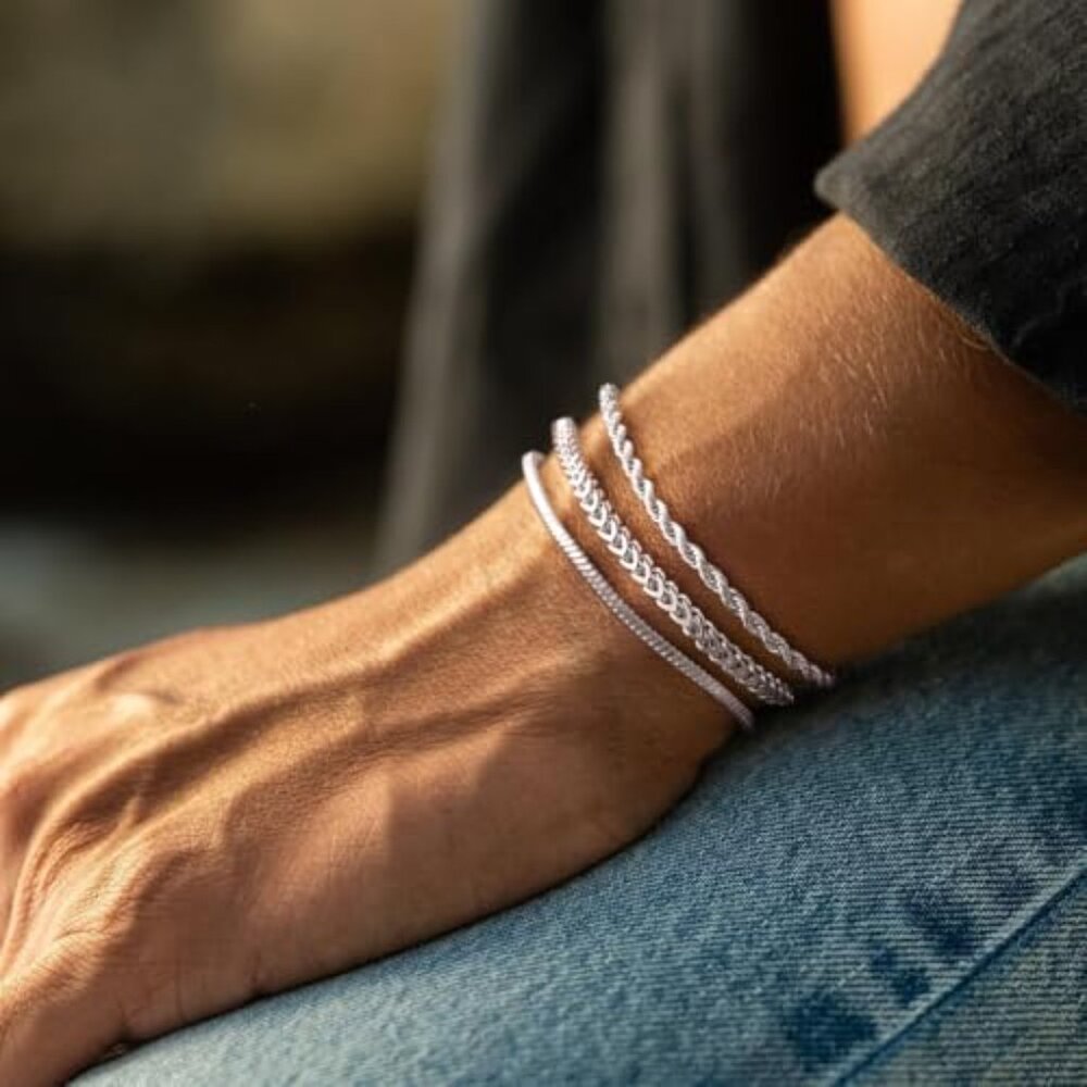 Silver Plated Stackable Bracelet Set Minimal Clas… - image 3